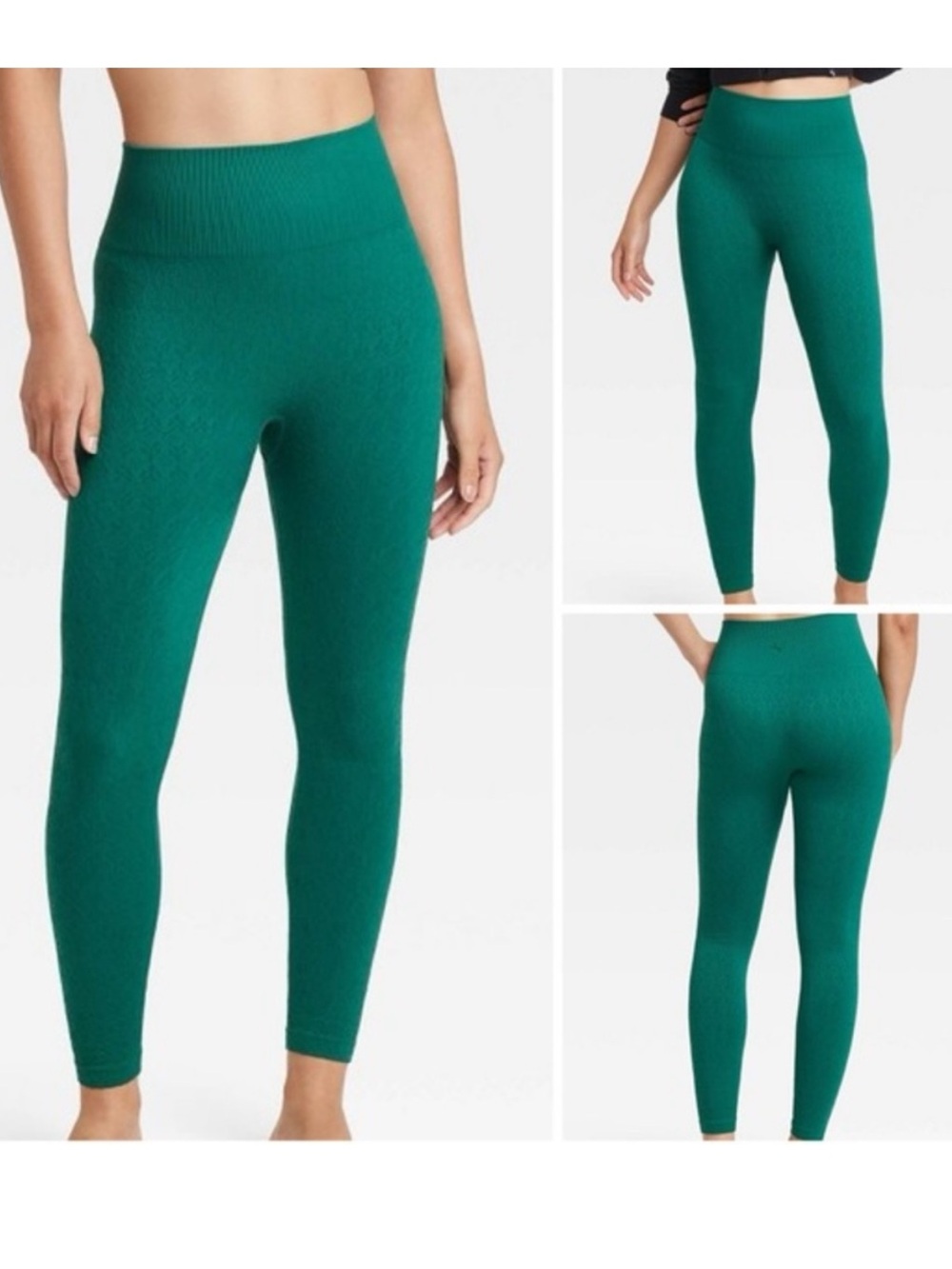 JoyLab High-Rise Textured Seamless 7/8 Leggings in Pine, NWT S